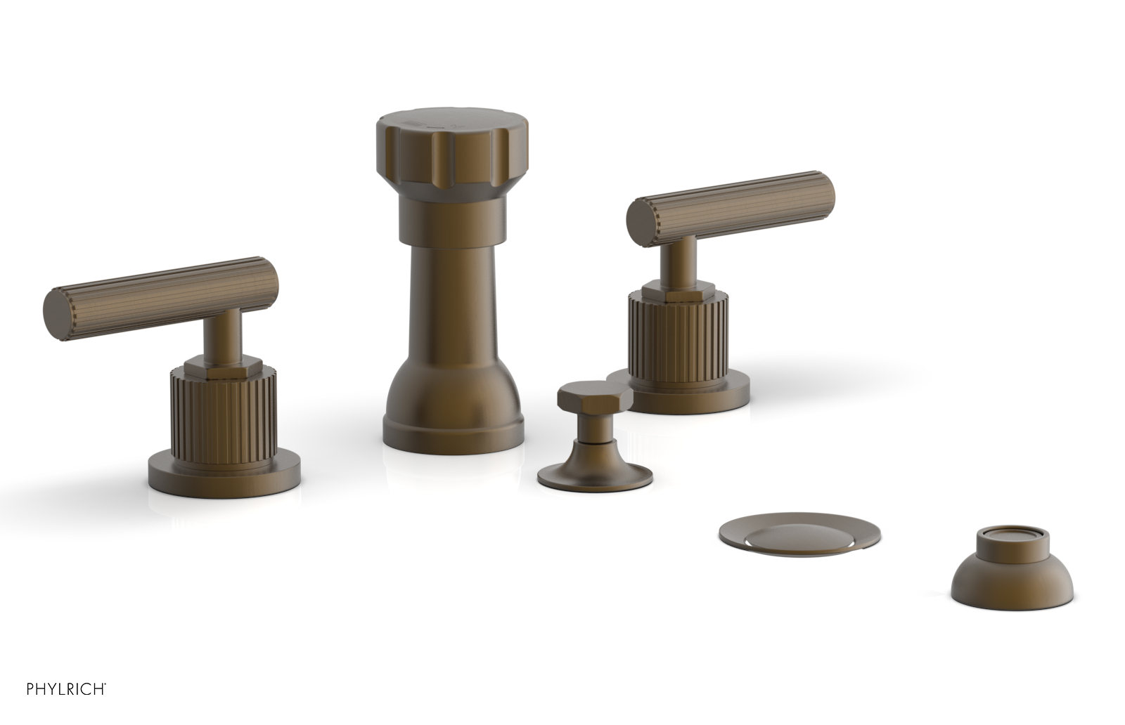 Phylrich Dustrie Grooved Four Hole Bidet Set with Lever Handle