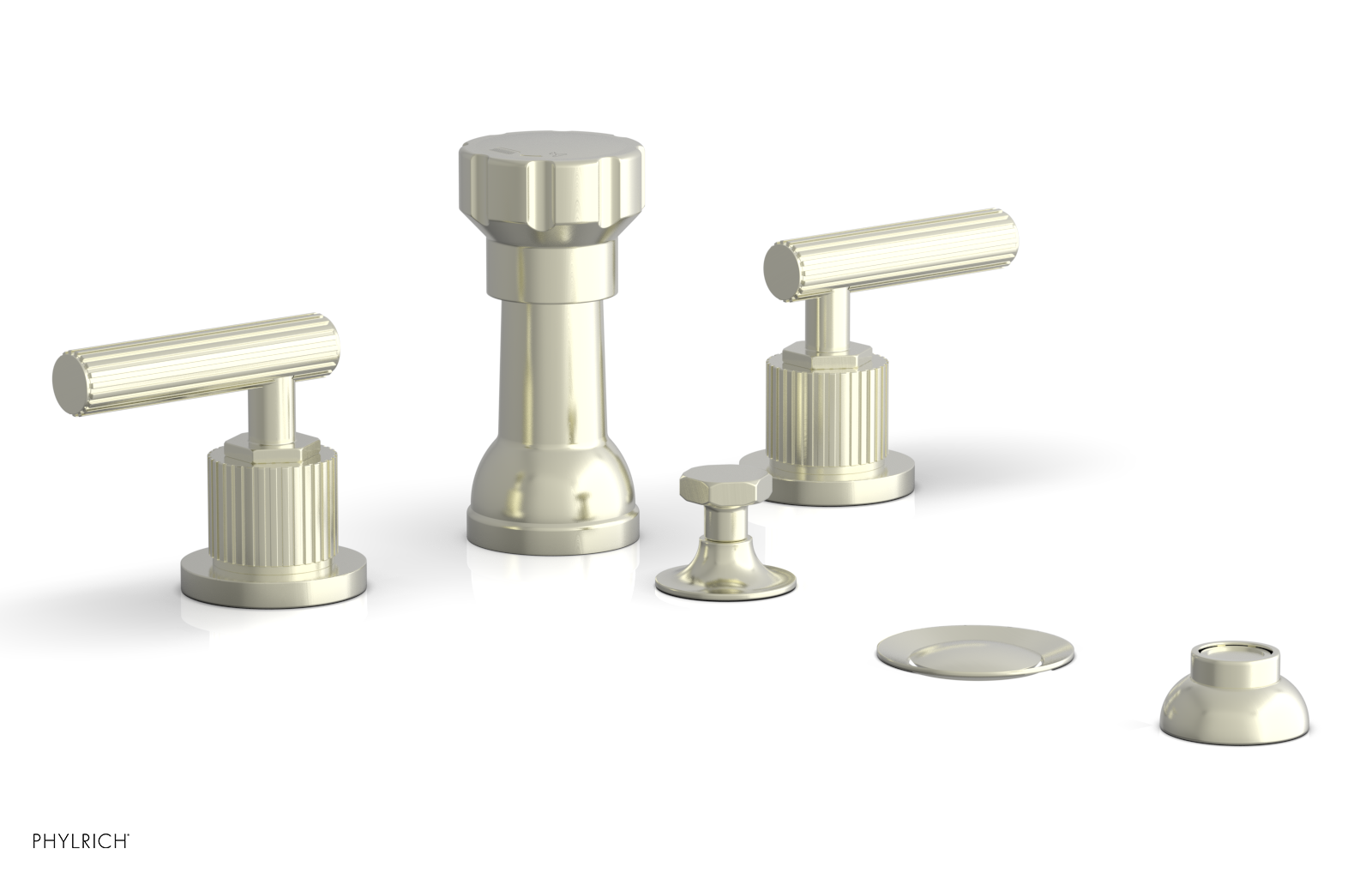 Phylrich Dustrie Grooved Four Hole Bidet Set with Lever Handle by Phylrich