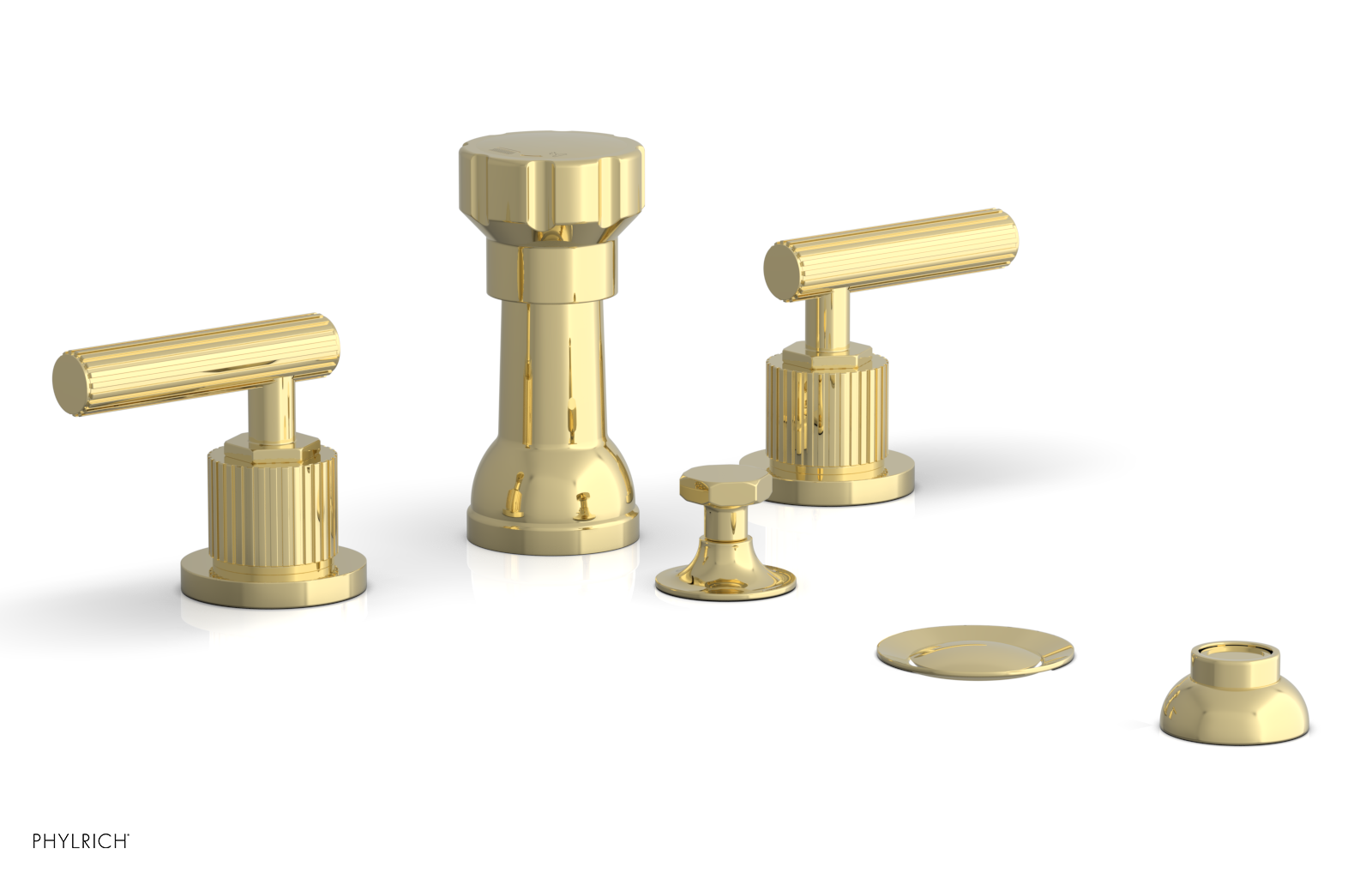 Phylrich Dustrie Grooved Four Hole Bidet Set with Lever Handle