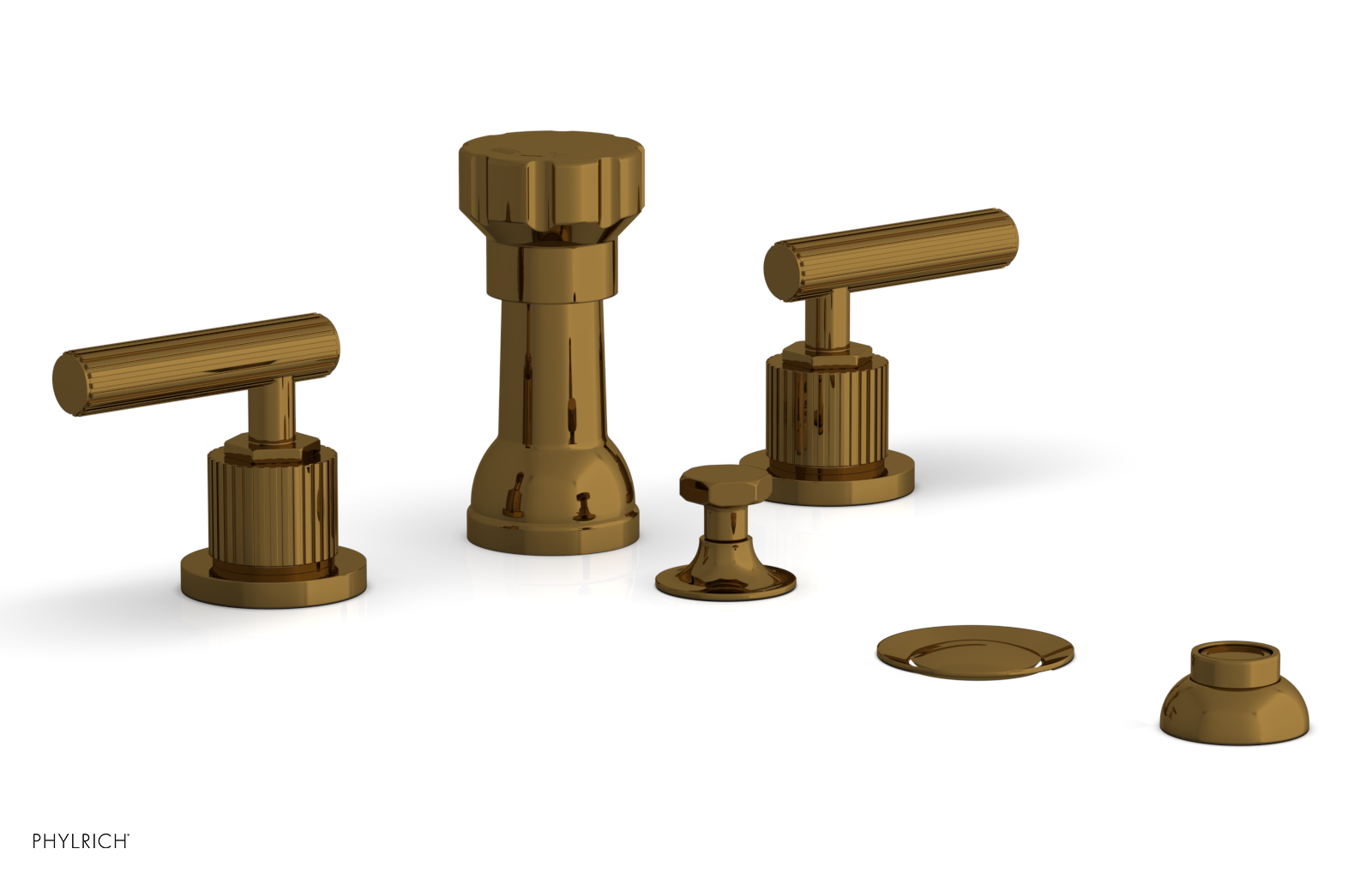 Phylrich Dustrie Grooved Four Hole Bidet Set with Lever Handle