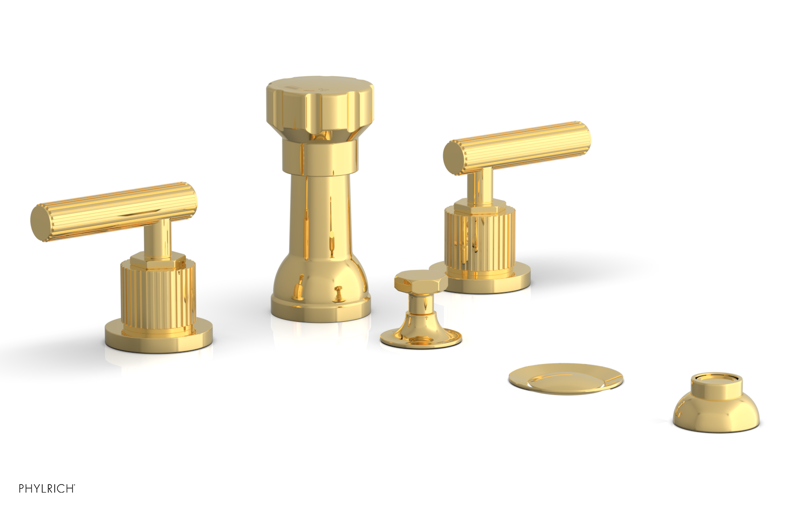 Phylrich Dustrie Grooved Four Hole Bidet Set with Lever Handle