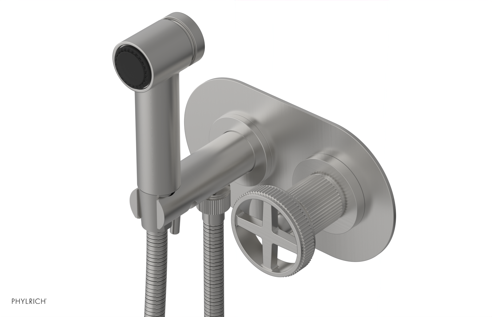 Phylrich Dustrie Grooved Wall Mounted Bidet Set with Cross Handle by Phylrich