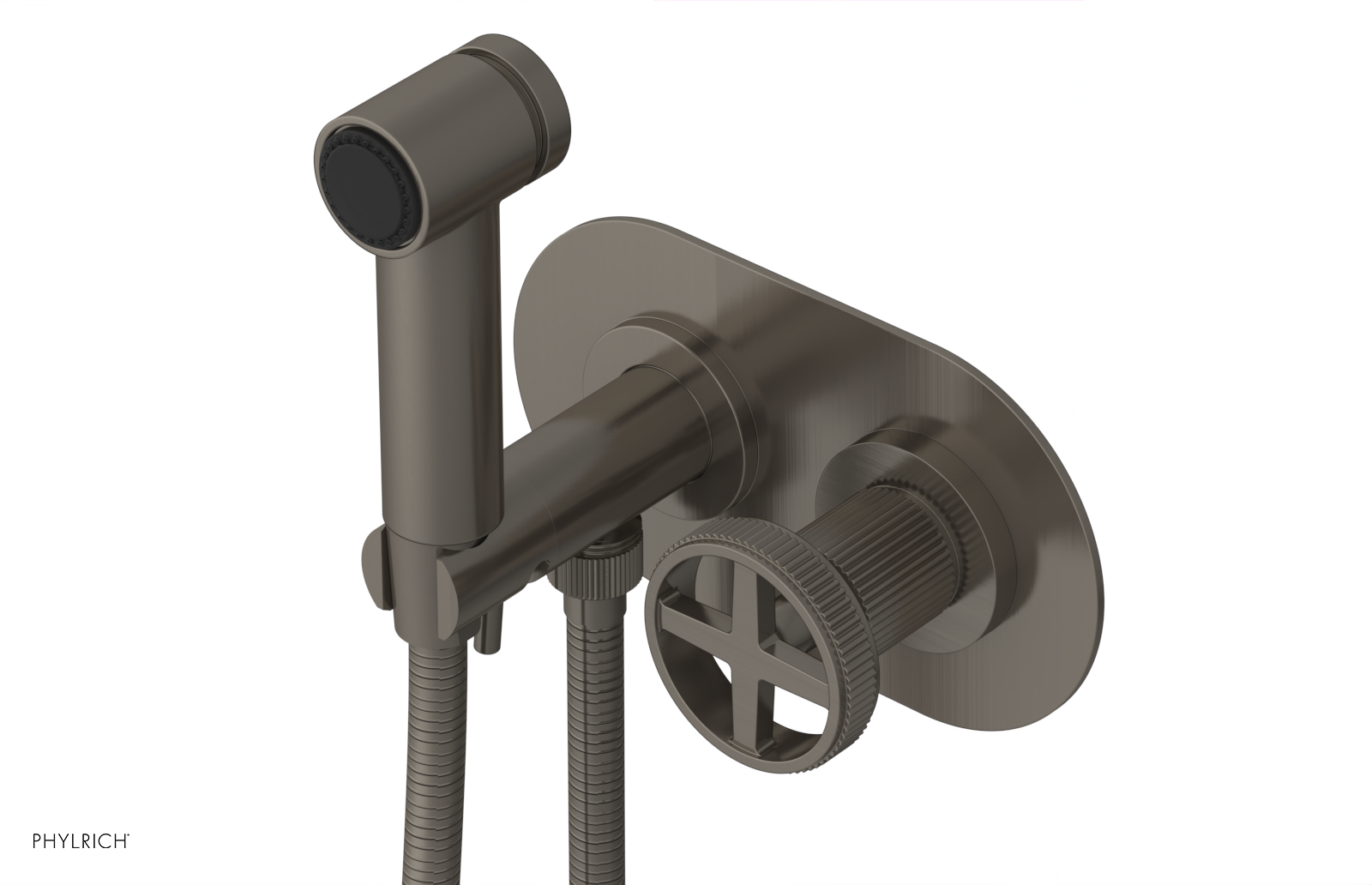 Phylrich Dustrie Grooved Wall Mounted Bidet Set with Cross Handle by Phylrich
