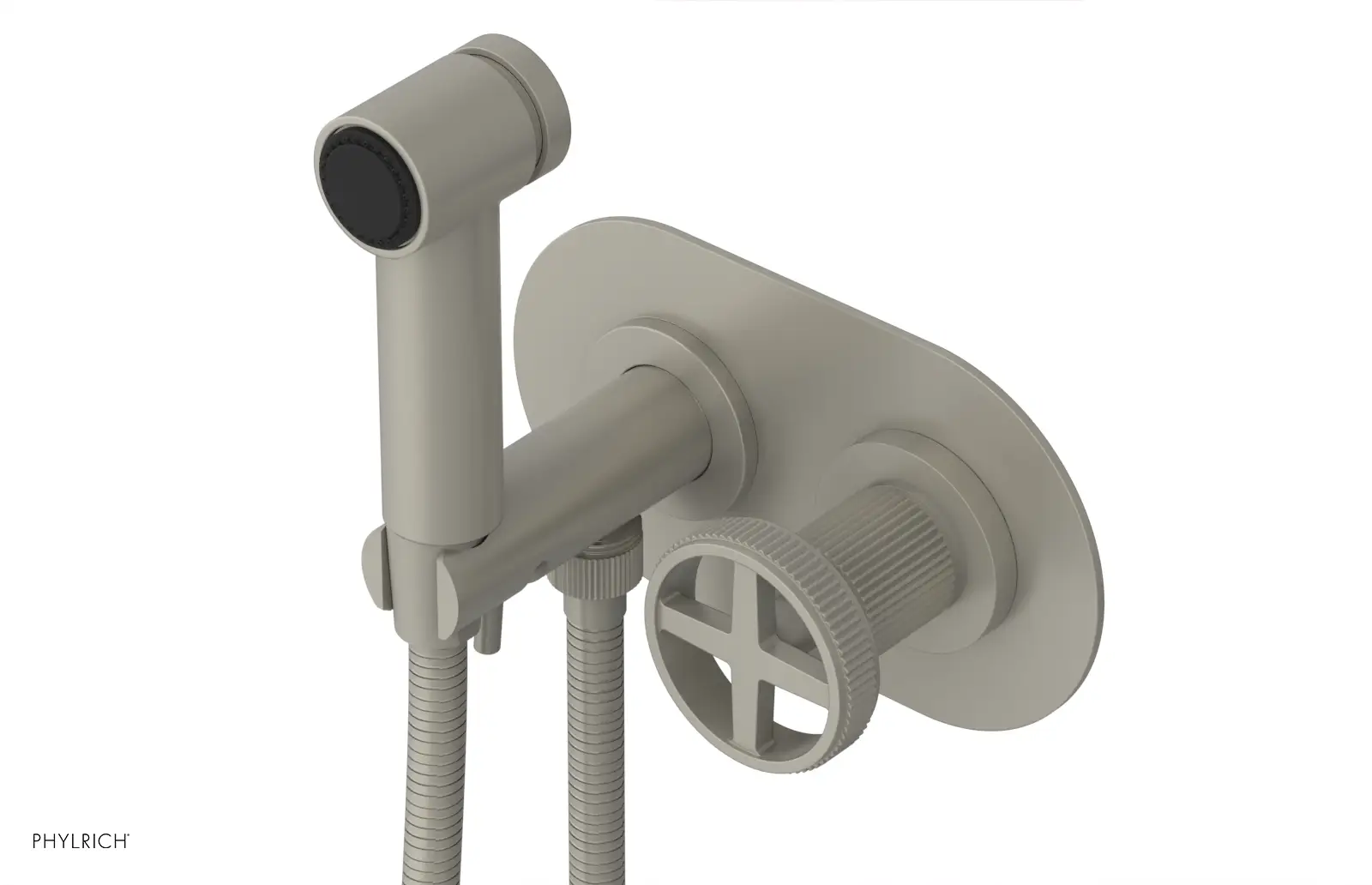 Phylrich Dustrie Grooved Wall Mounted Bidet Set with Cross Handle by Phylrich