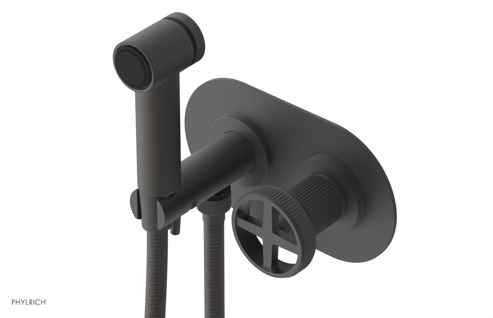 Phylrich Dustrie Grooved Wall Mounted Bidet Set with Cross Handle