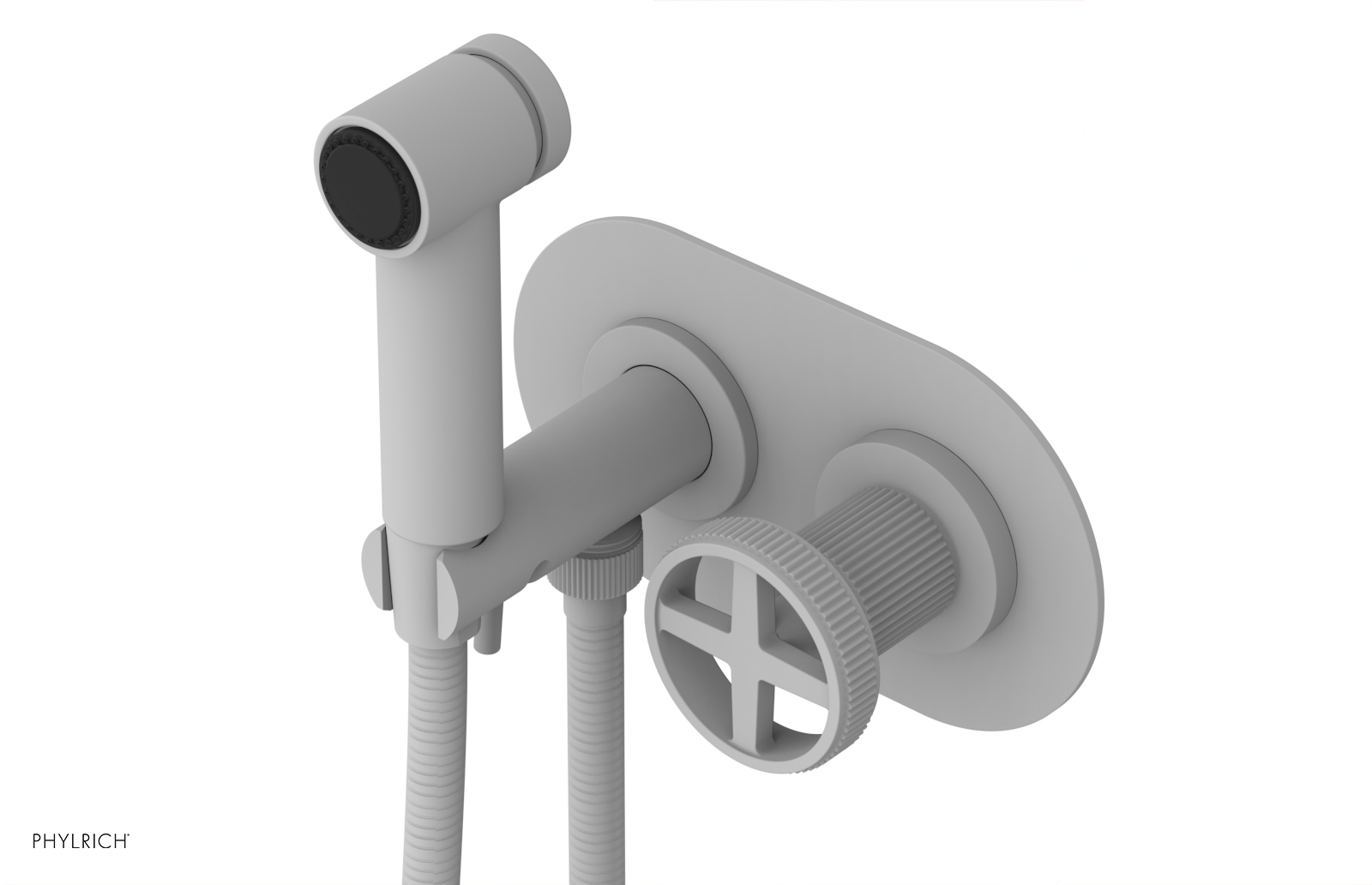 Phylrich Dustrie Grooved Wall Mounted Bidet Set with Cross Handle by Phylrich