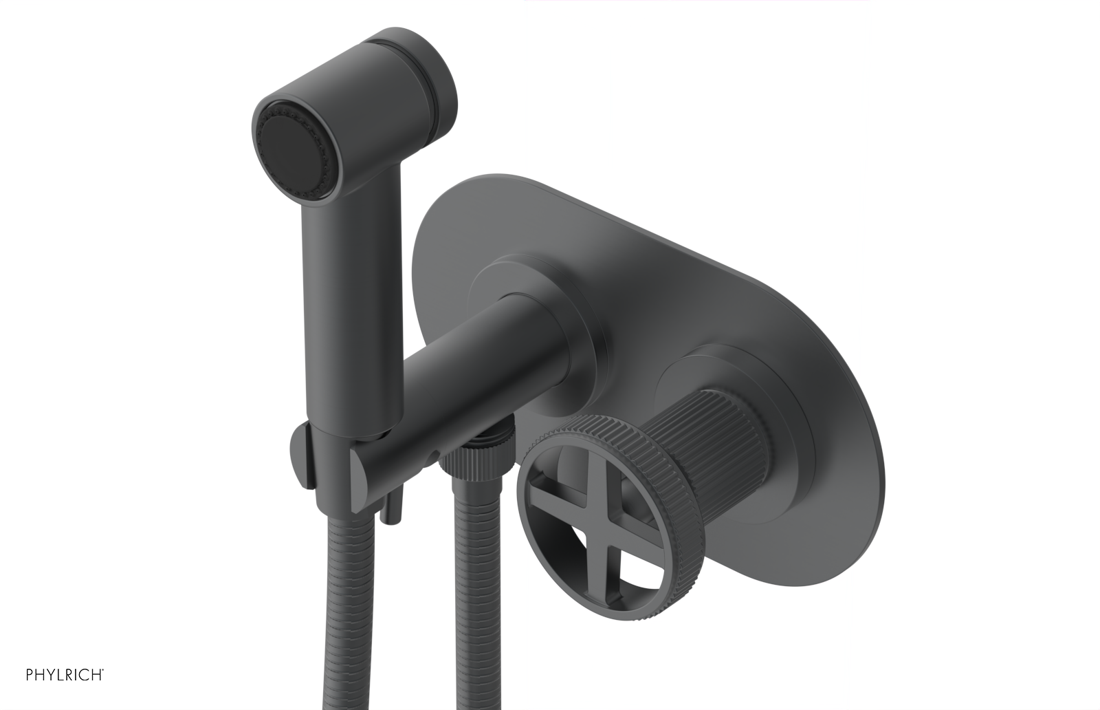 Phylrich Dustrie Grooved Wall Mounted Bidet Set with Cross Handle