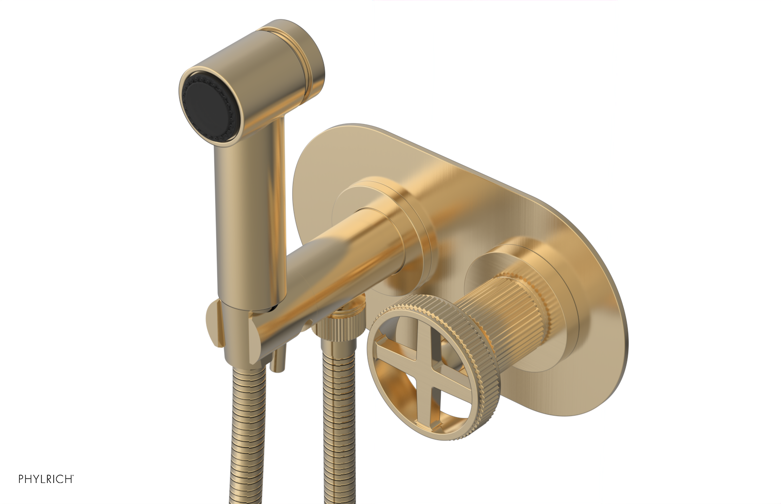 Phylrich Dustrie Grooved Wall Mounted Bidet Set with Cross Handle