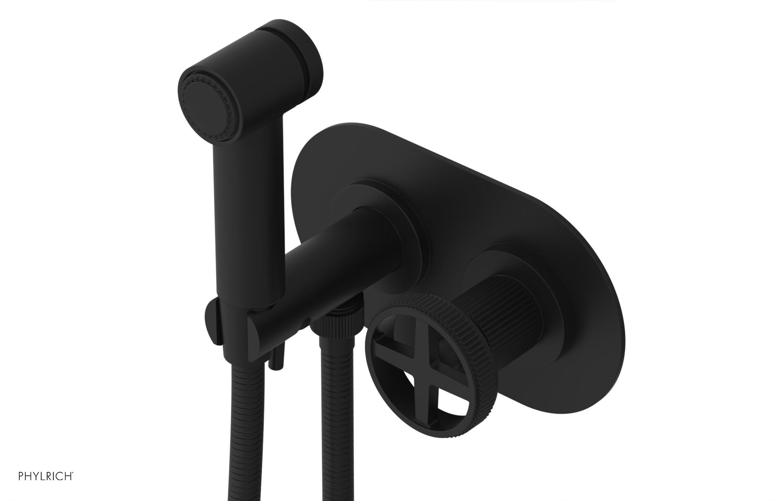 Phylrich Dustrie Grooved Wall Mounted Bidet Set with Cross Handle