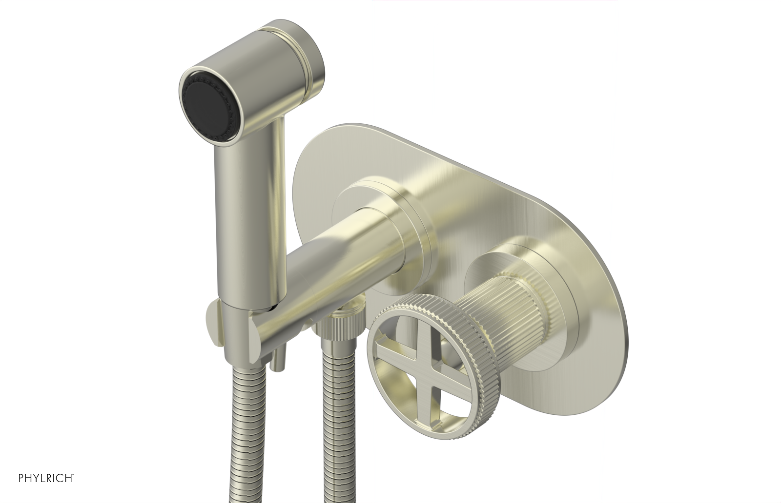 Phylrich Dustrie Grooved Wall Mounted Bidet Set with Cross Handle by Phylrich