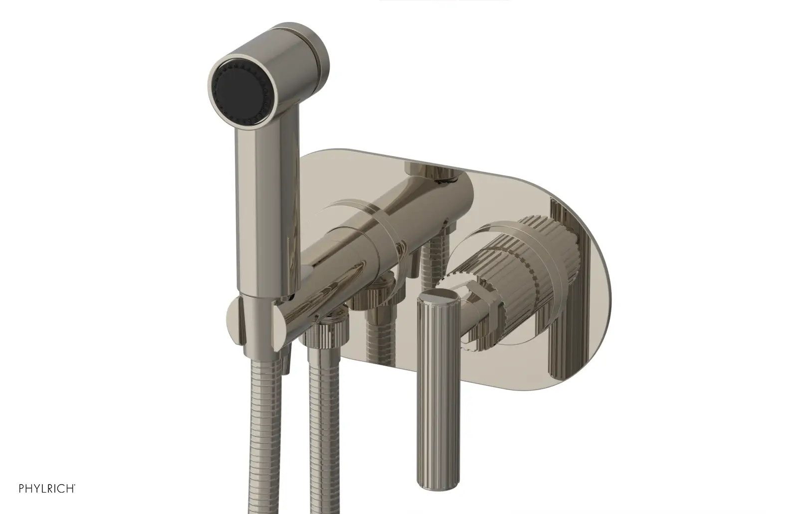 Phylrich Dustrie Grooved Wall Mounted Bidet Set with Lever Handle by Phylrich