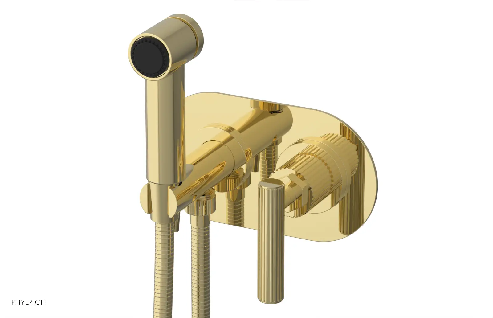 Phylrich Dustrie Grooved Wall Mounted Bidet Set with Lever Handle by Phylrich