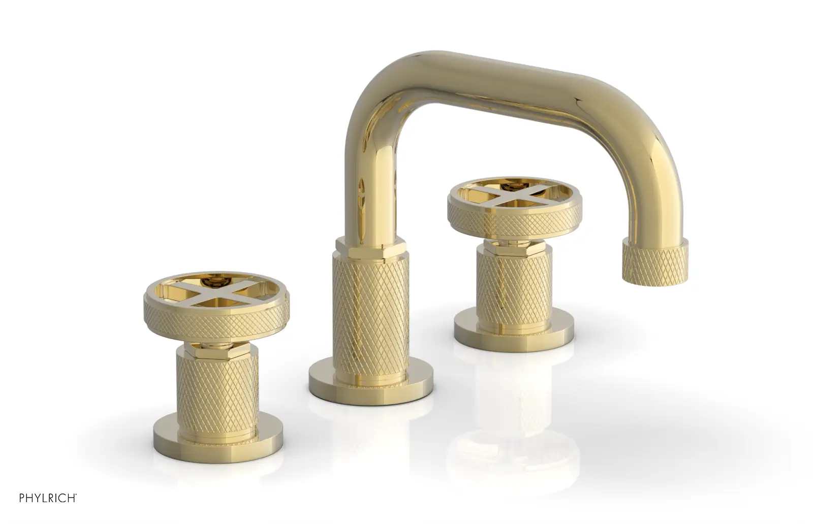 Phylrich Dustrie Knurled Widespread Faucet with Cross Handle by Phylrich