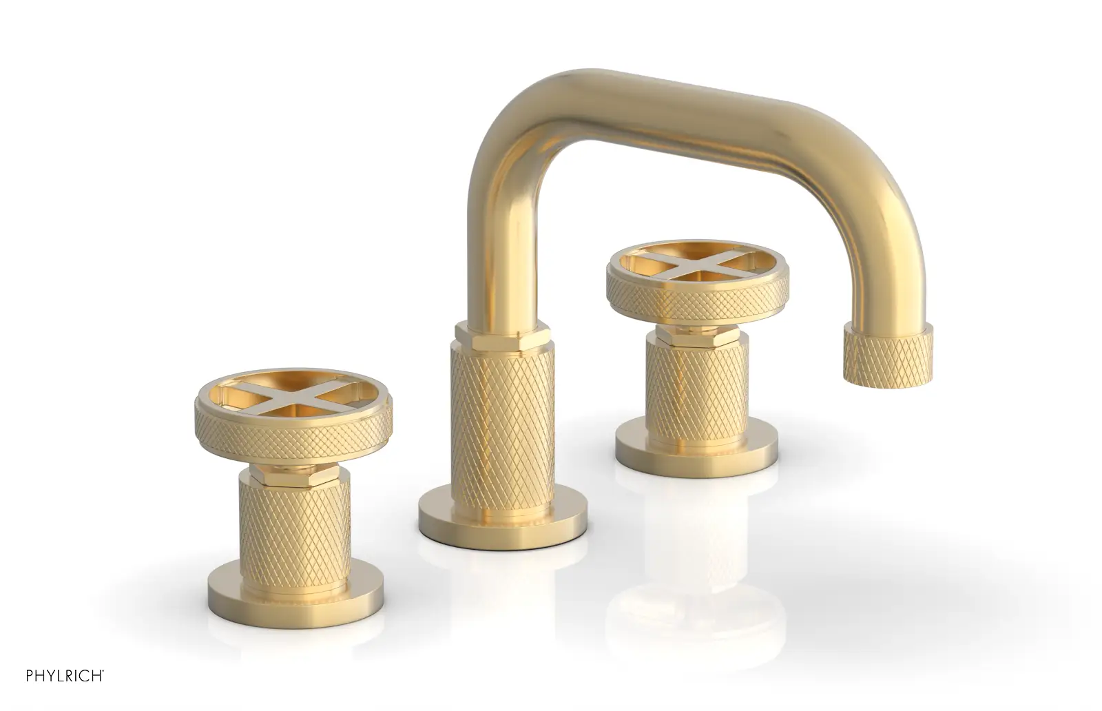 Phylrich Dustrie Knurled Widespread Faucet with Cross Handle by Phylrich