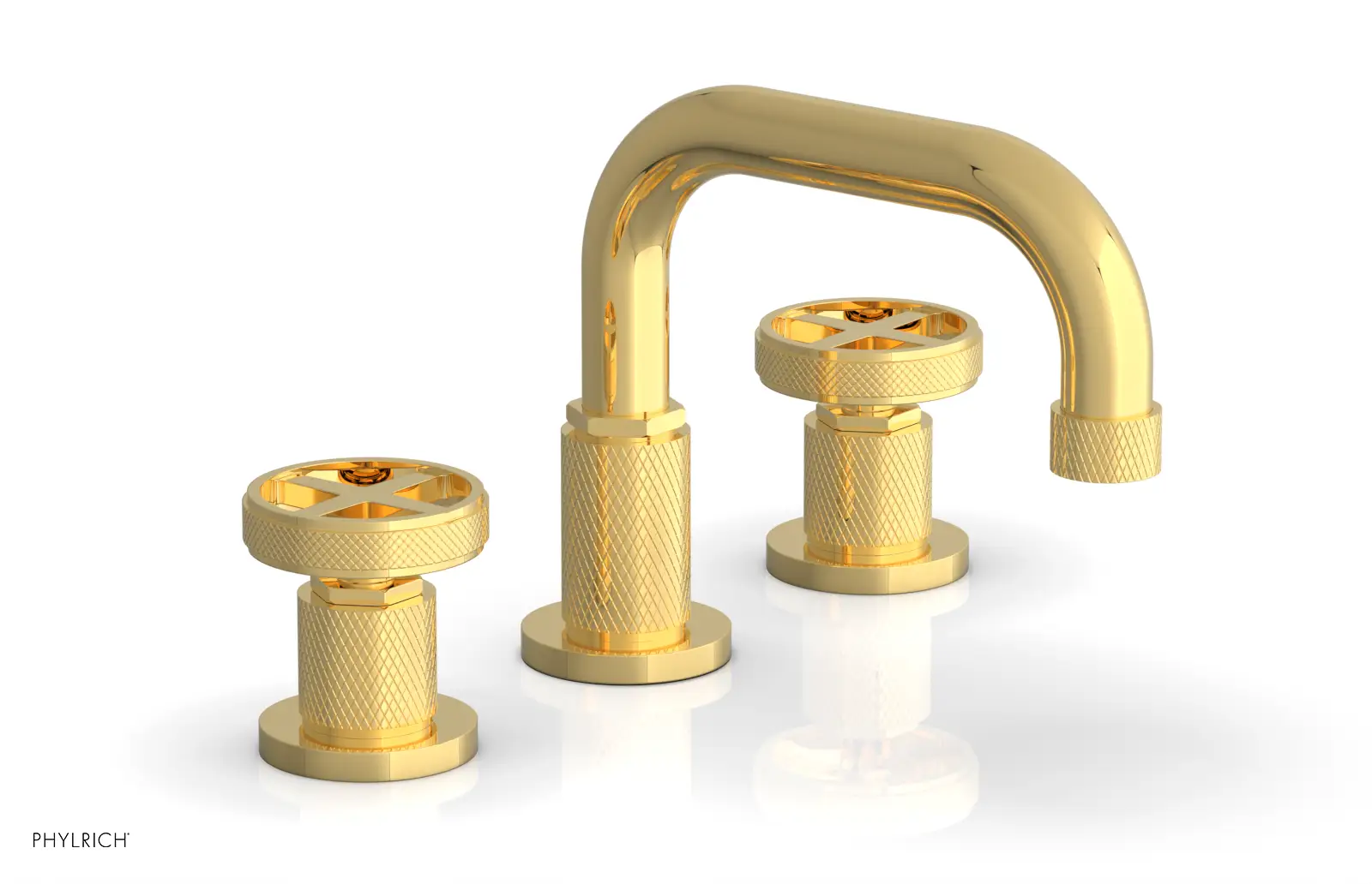 Phylrich Dustrie Knurled Widespread Faucet with Cross Handle by Phylrich