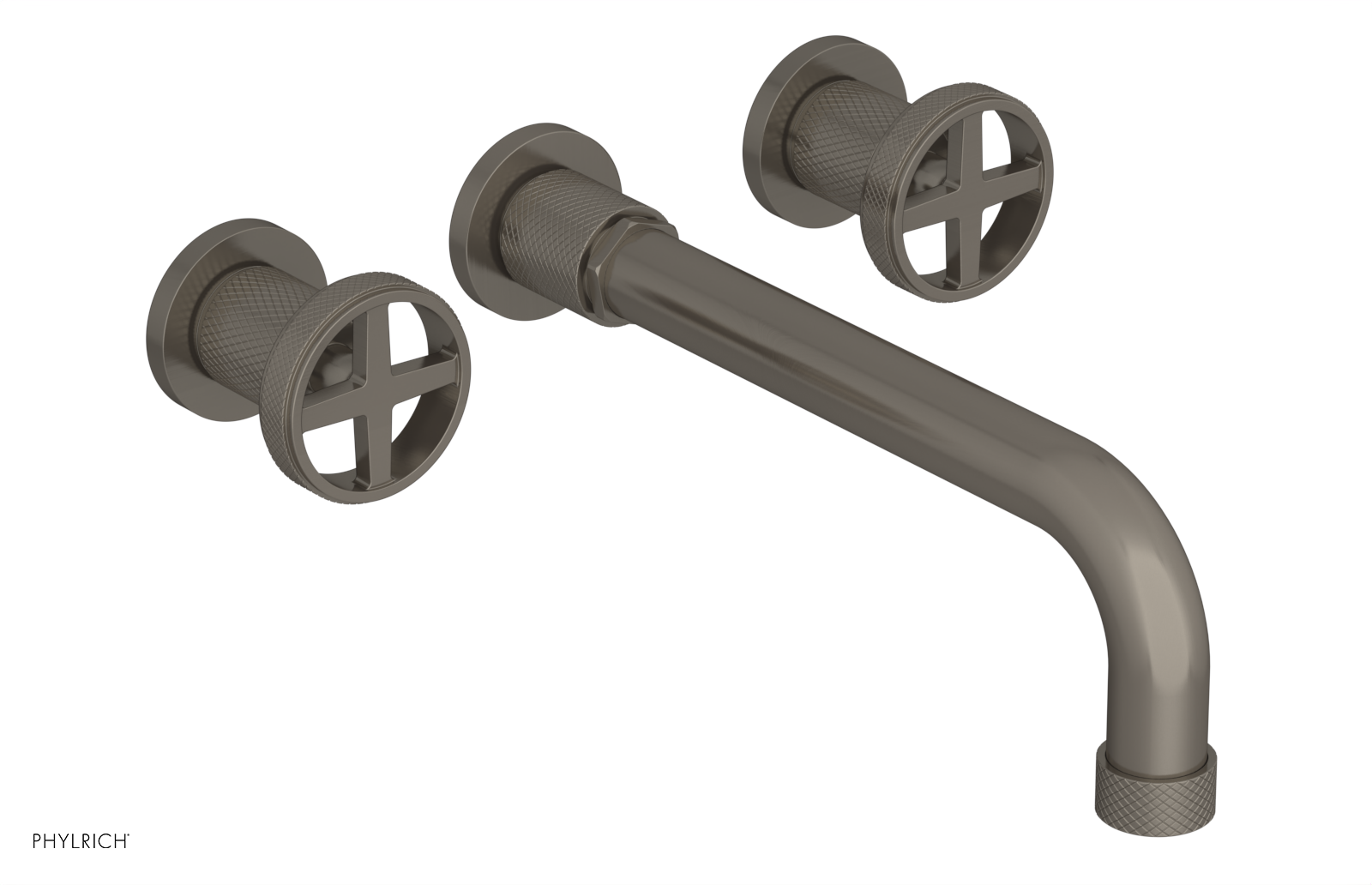 Phylrich Dustrie Knurled 10" Spout Wall Lavatory Set with Cross Handle by Phylrich