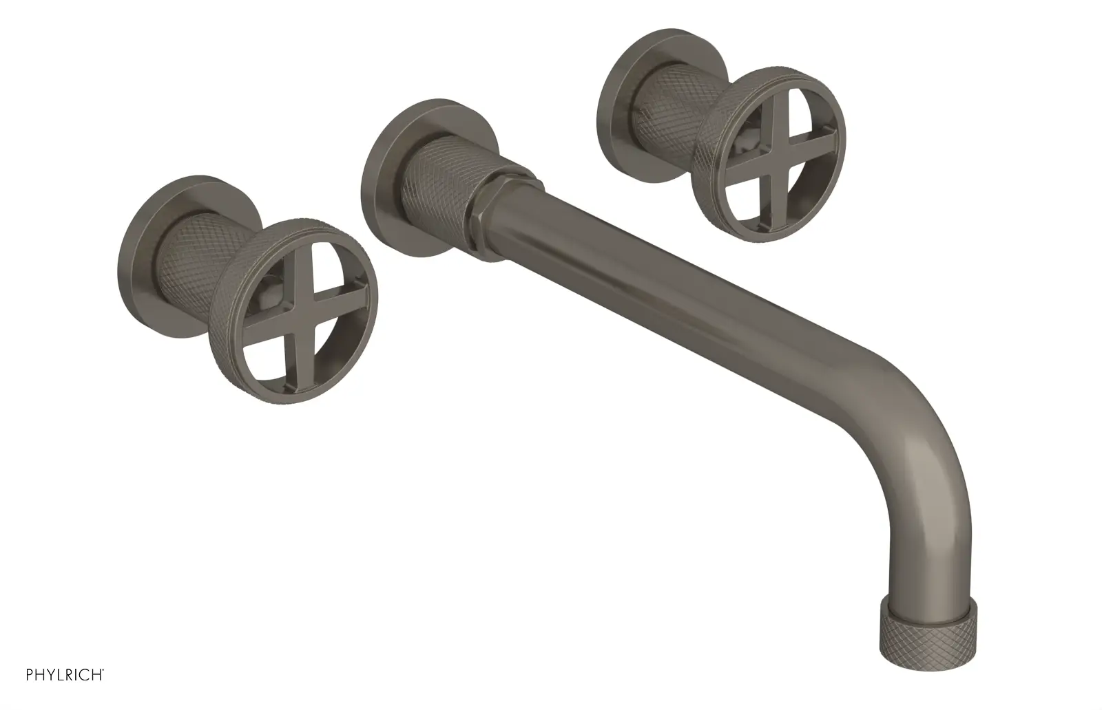 Phylrich Dustrie Knurled 10" Spout Wall Tub Set with Cross Handles by Phylrich