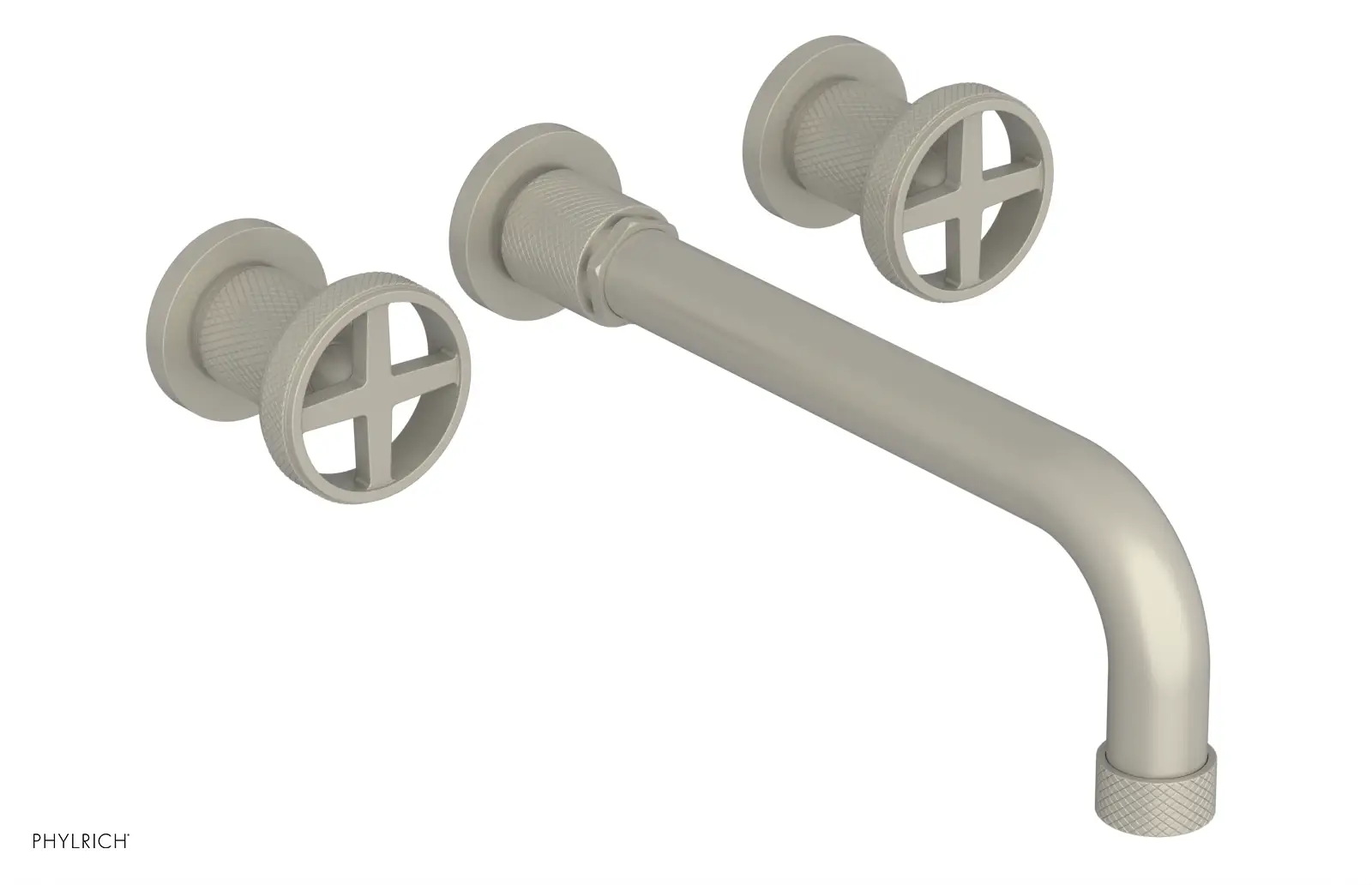 Phylrich Dustrie Knurled 10" Spout Wall Tub Set with Cross Handles by Phylrich