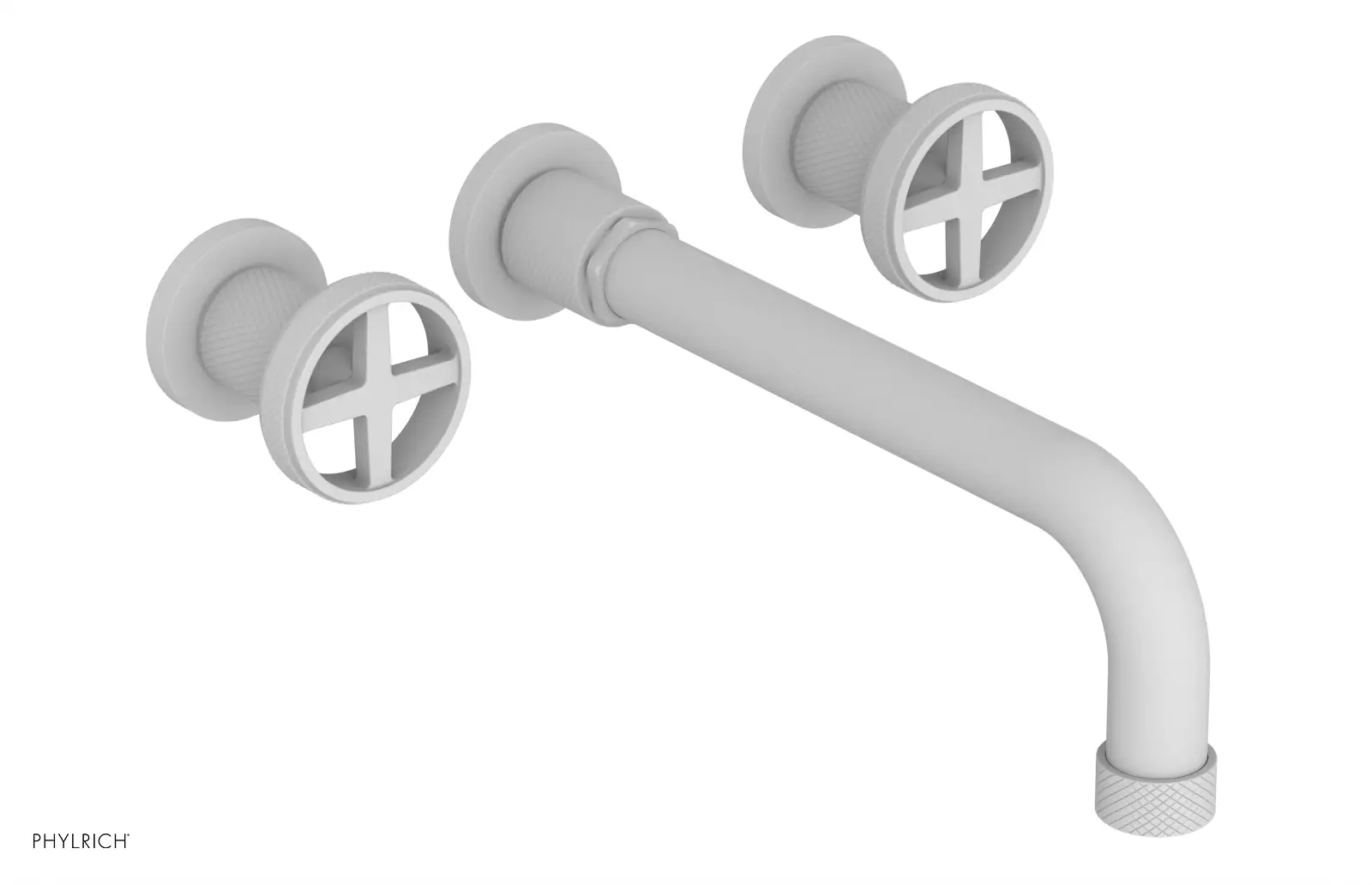 Phylrich Dustrie Knurled 10" Spout Wall Lavatory Set with Cross Handle by Phylrich