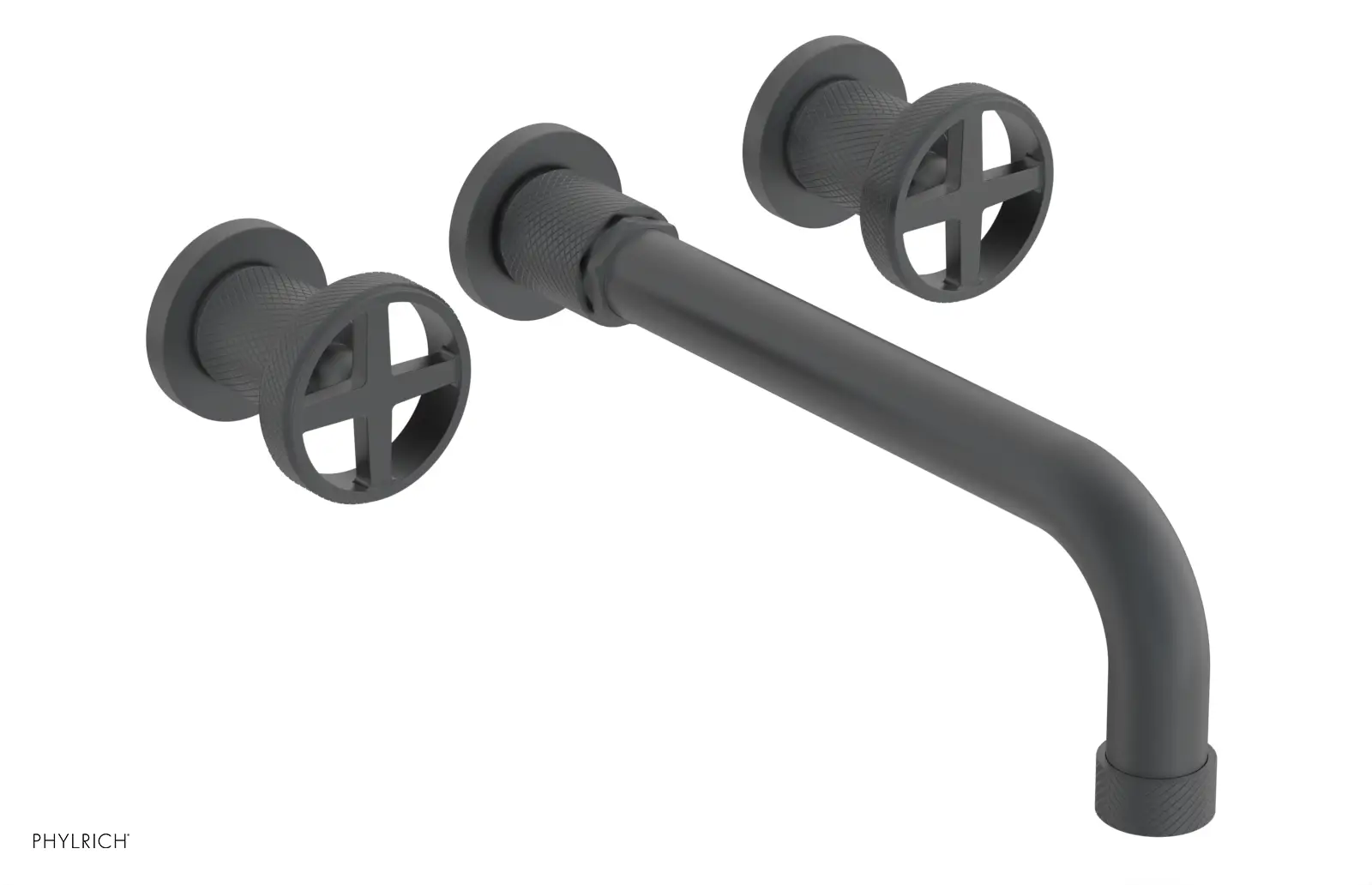 Phylrich Dustrie Knurled 10" Spout Wall Tub Set with Cross Handles by Phylrich