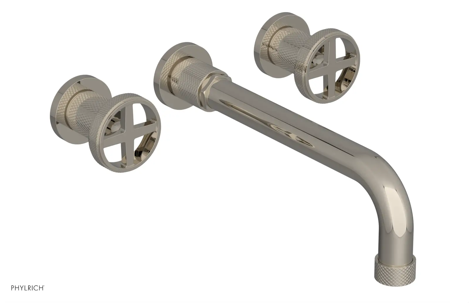 Phylrich Dustrie Knurled 10" Spout Wall Tub Set with Cross Handles by Phylrich