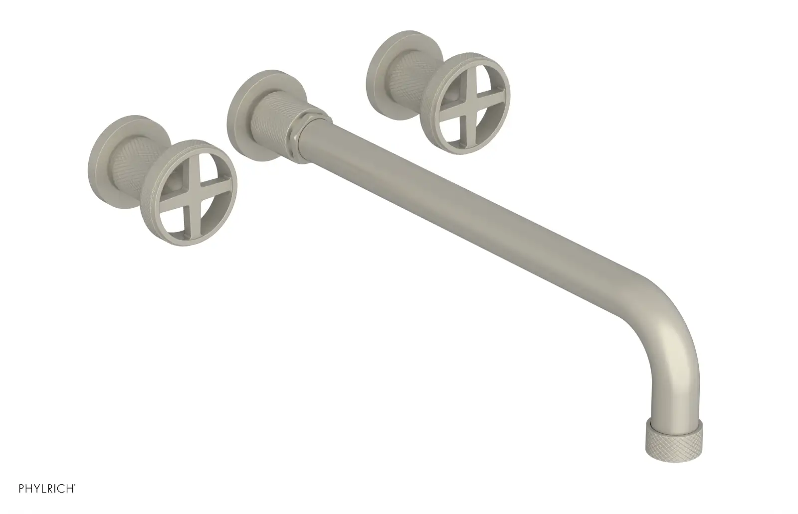 Phylrich Dustrie Knurled 14" Spout Wall Tub Set with Cross Handles by Phylrich