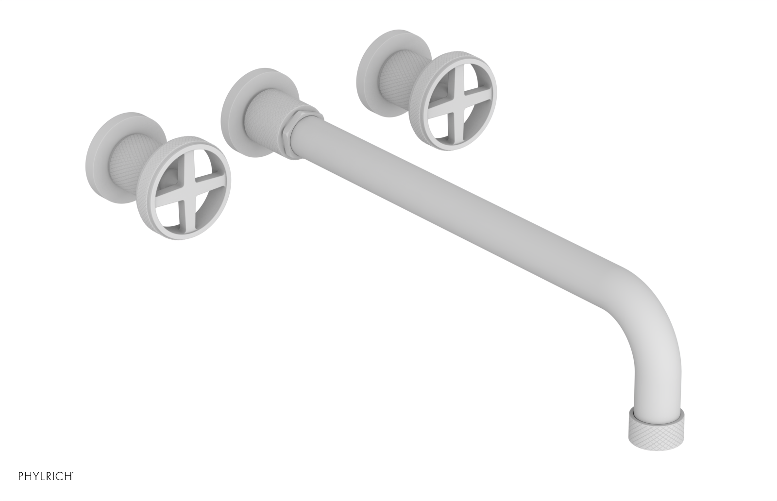 Phylrich Dustrie Knurled 14" Spout Wall Tub Set with Cross Handles