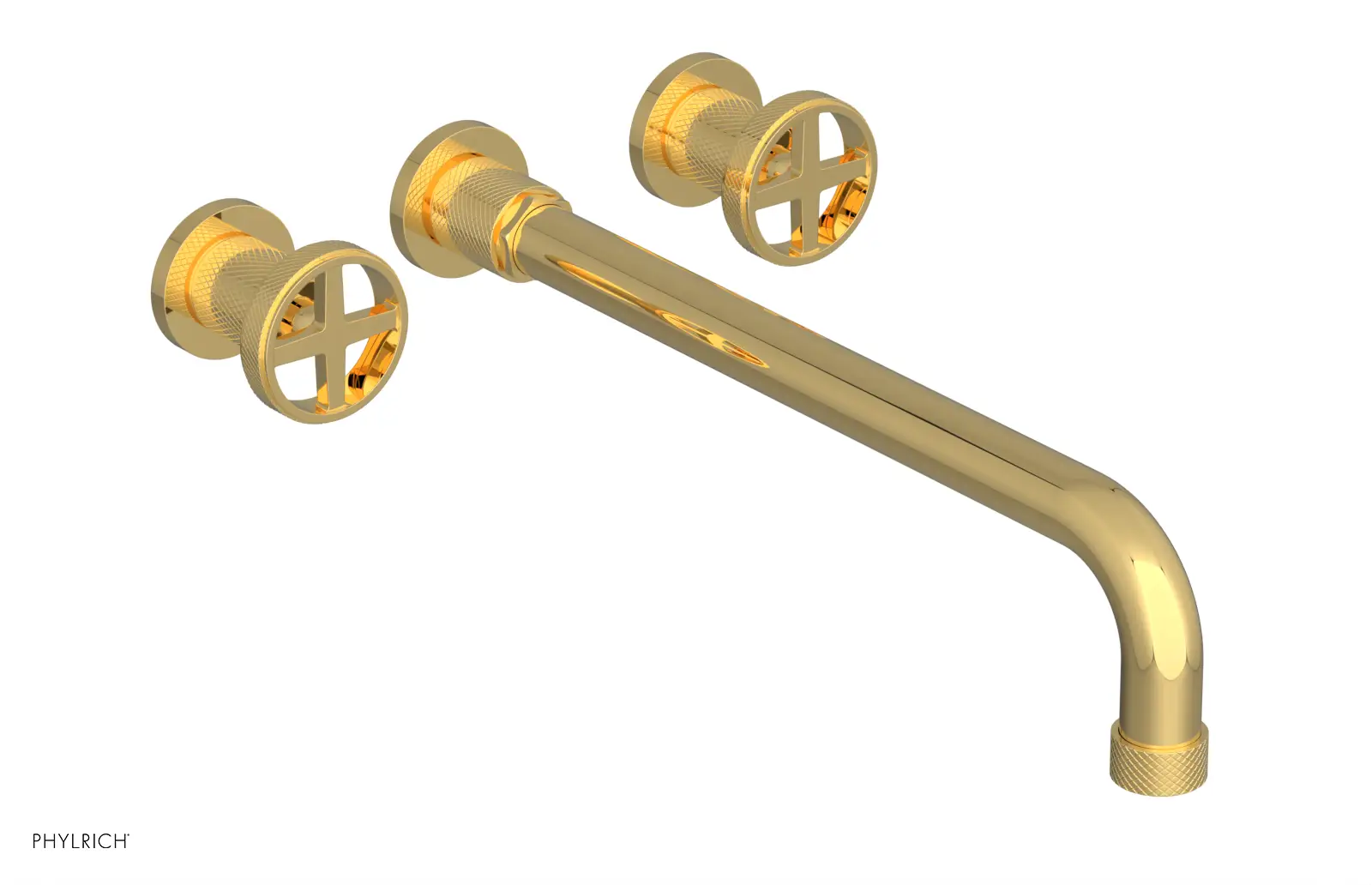 Phylrich Dustrie Knurled 14" Spout Wall Tub Set with Cross Handles by Phylrich