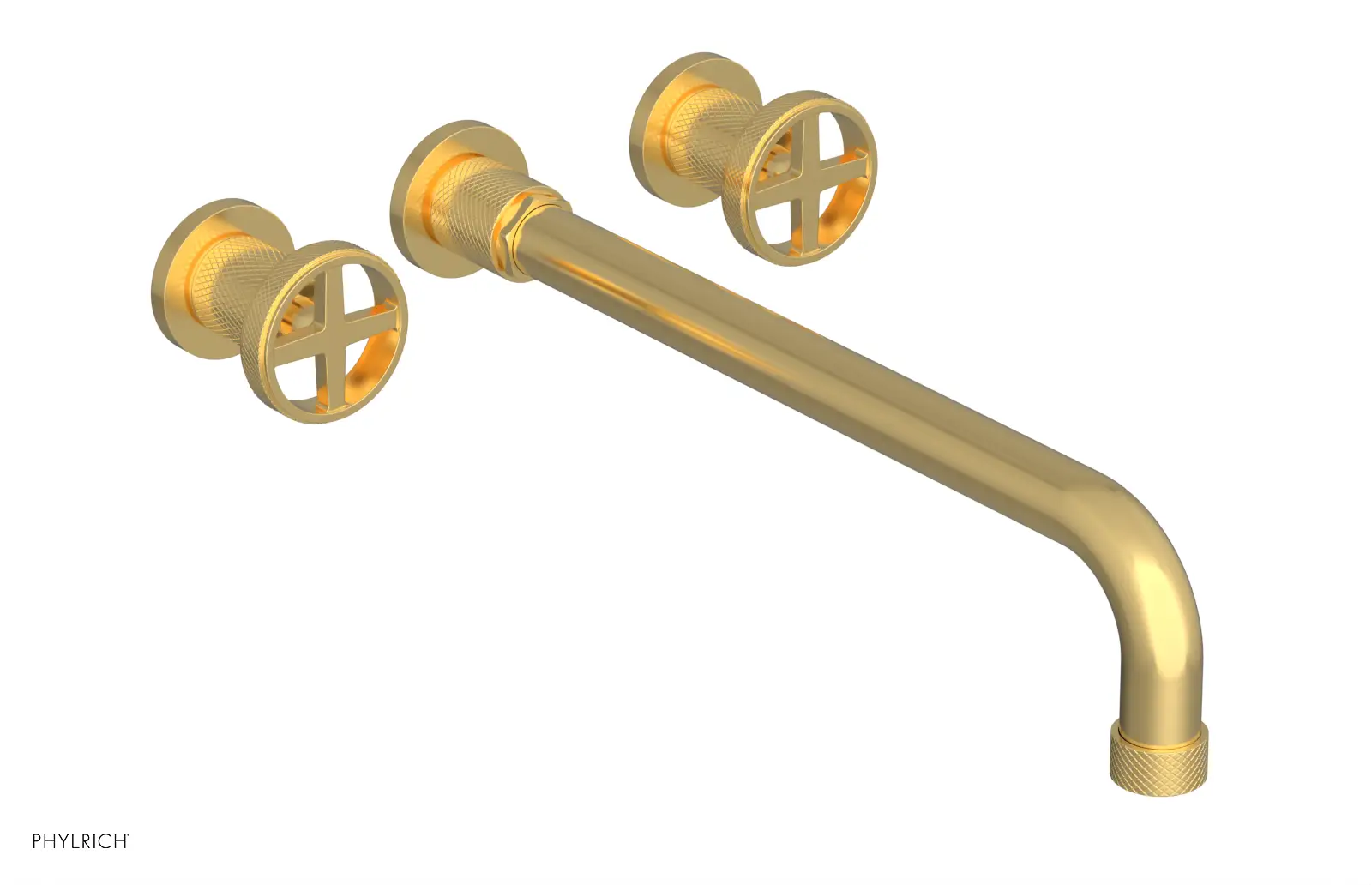 Phylrich Dustrie Knurled 14" Spout Wall Tub Set with Cross Handles by Phylrich