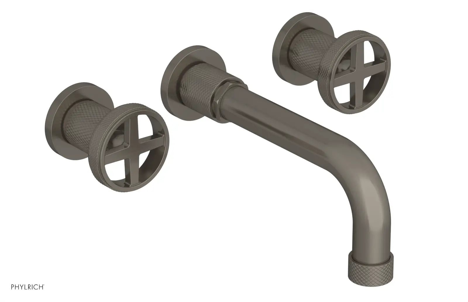 Phylrich Dustrie Knurled 7 5/8" Spout Wall Tub Set with Cross Handles by Phylrich