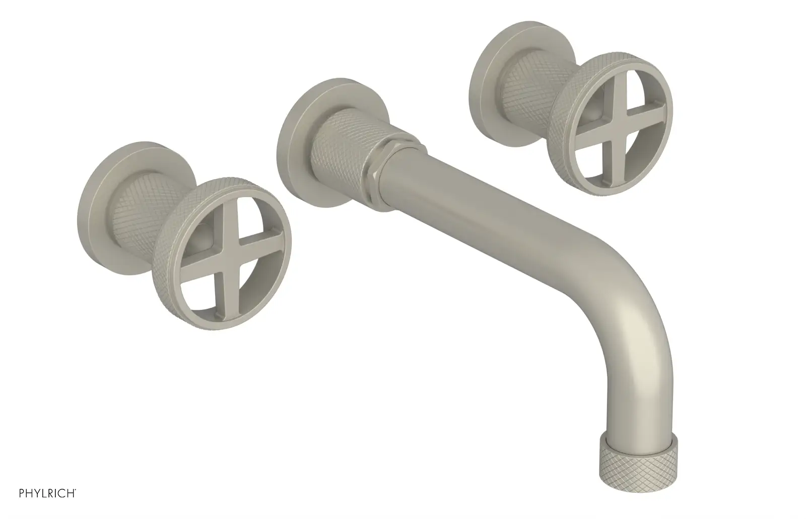 Phylrich Dustrie Knurled 7 5/8" Spout Wall Tub Set with Cross Handles by Phylrich