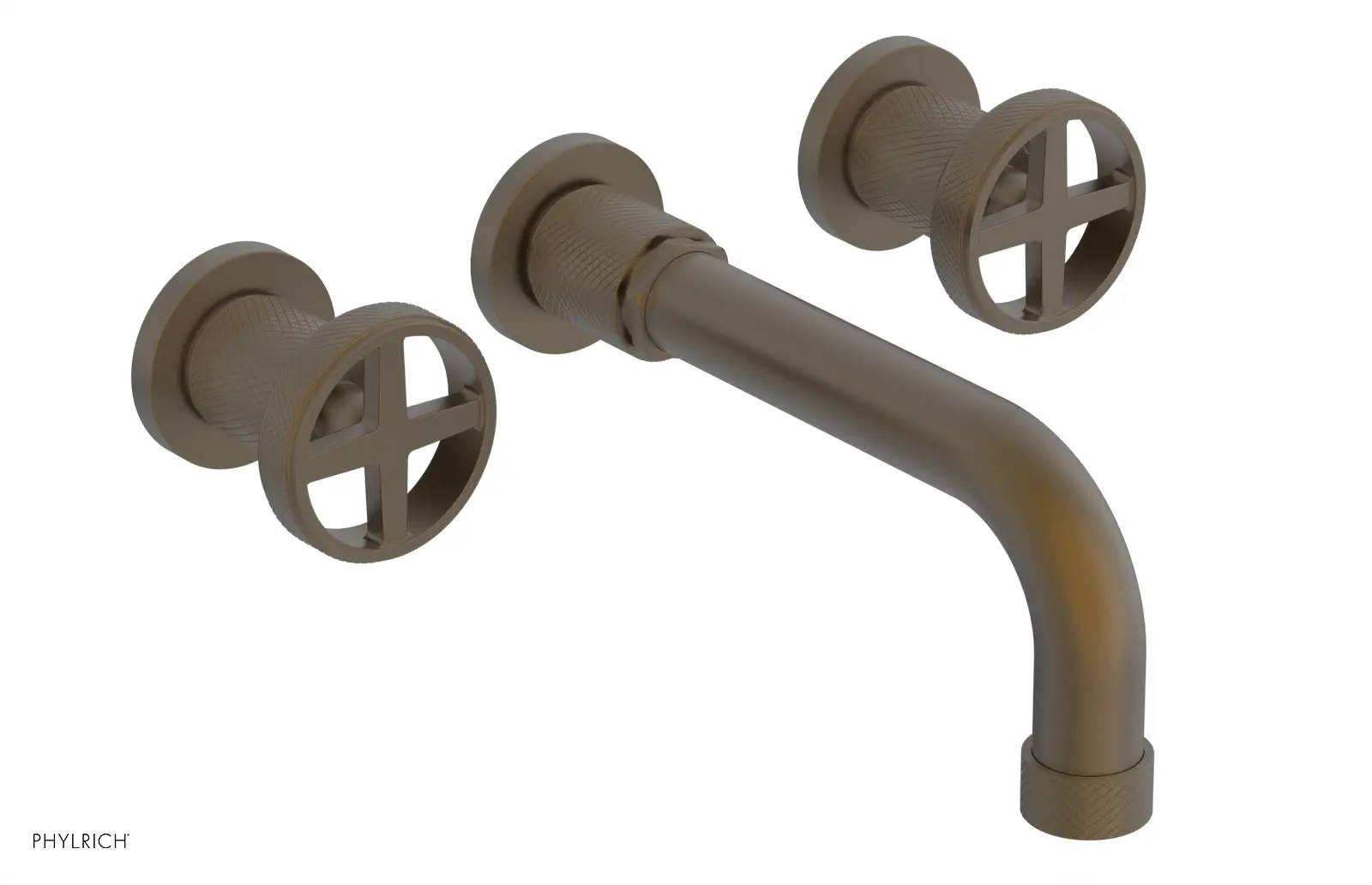Phylrich Dustrie Knurled 7 5/8" Spout Wall Tub Set with Cross Handles by Phylrich