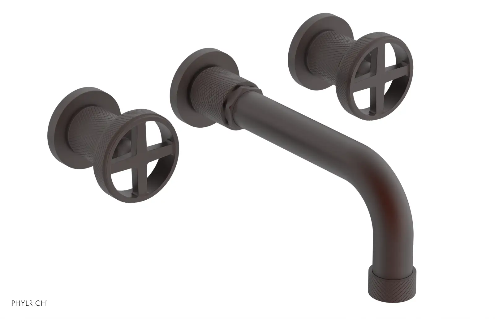 Phylrich Dustrie Knurled 7 5/8" Spout Wall Tub Set with Cross Handles by Phylrich