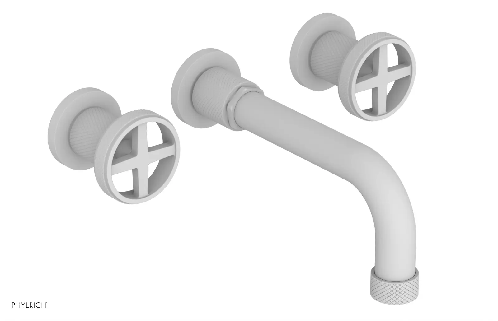 Phylrich Dustrie Knurled 7 5/8" Spout Wall Lavatory Set with Cross Handle by Phylrich