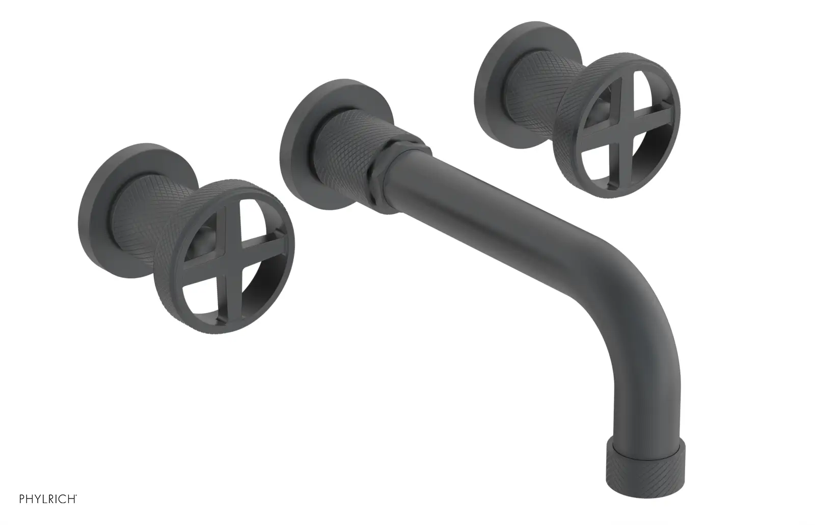 Phylrich Dustrie Knurled 7 5/8" Spout Wall Tub Set with Cross Handles by Phylrich
