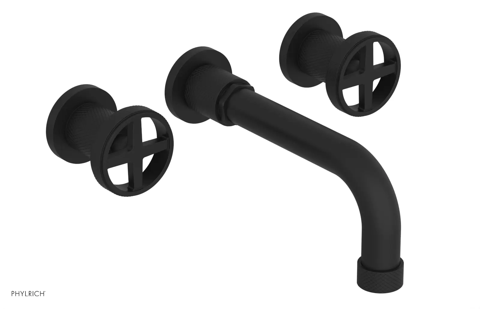 Phylrich Dustrie Knurled 7 5/8" Spout Wall Tub Set with Cross Handles by Phylrich