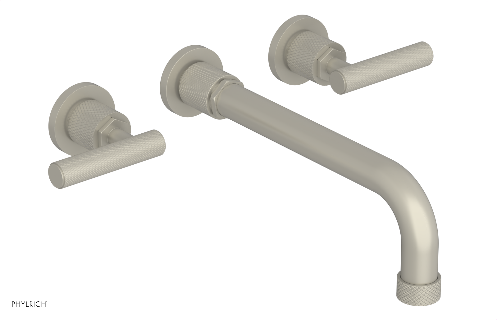 Phylrich Dustrie Knurled 10" Spout Wall Tub Set with Lever Handles