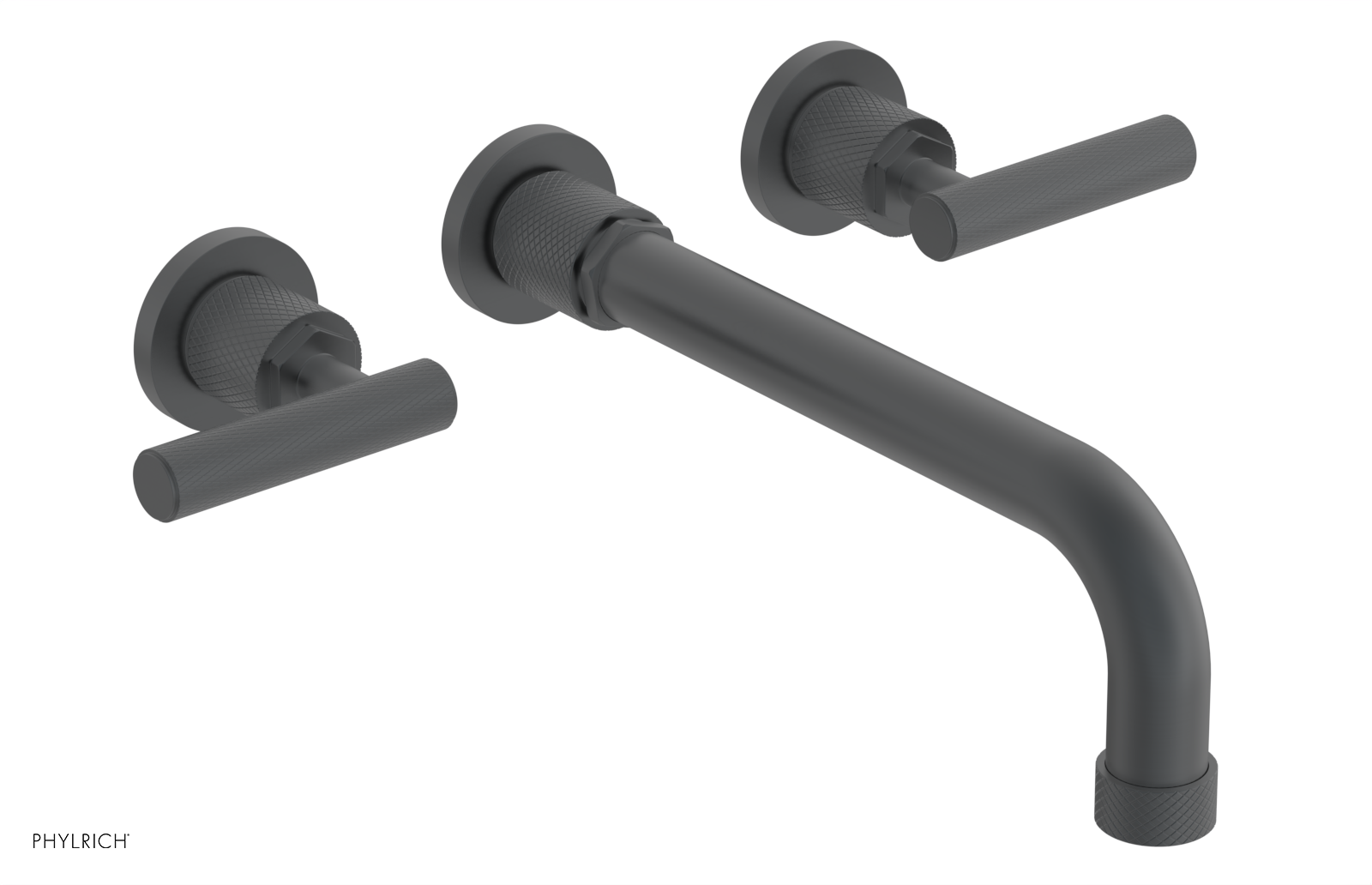 Phylrich Dustrie Knurled 10" Spout Wall Lavatory Set with Lever Handle by Phylrich