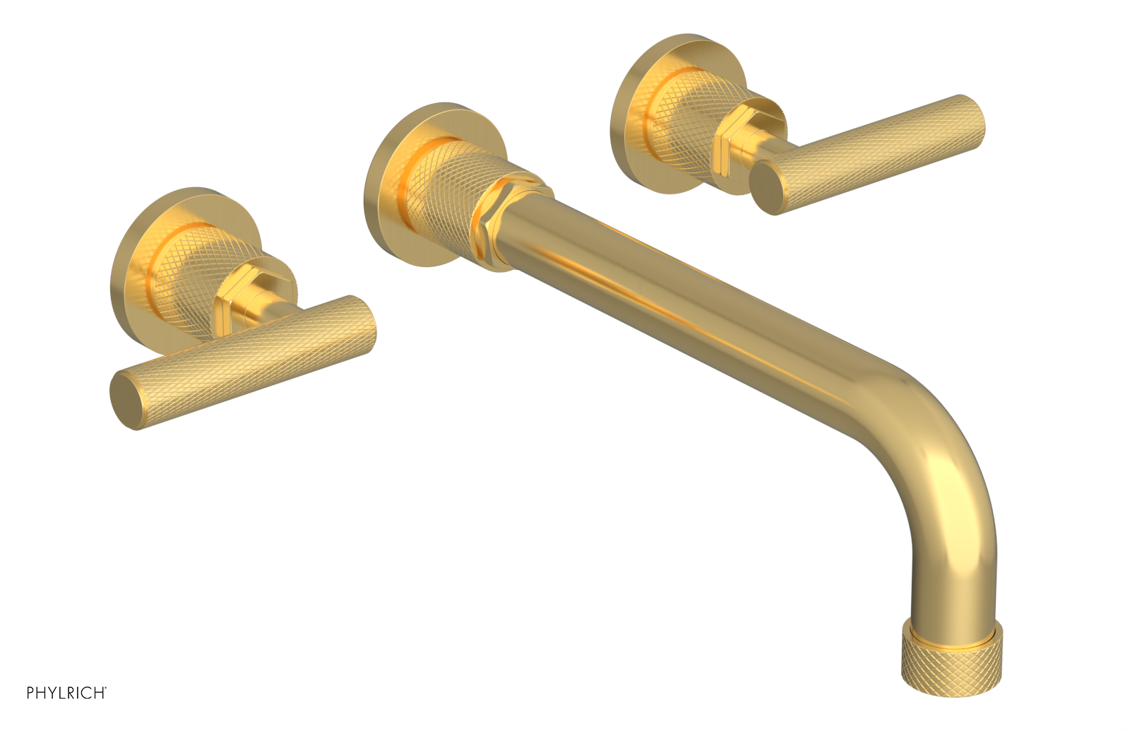 Phylrich Dustrie Knurled 10" Spout Wall Lavatory Set with Lever Handle by Phylrich
