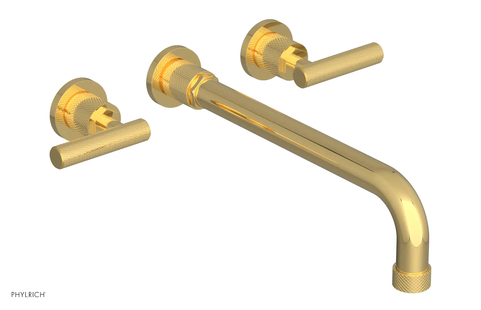 Phylrich Dustrie Knurled 12" Spout Wall Lavatory Set with Lever Handle by Phylrich