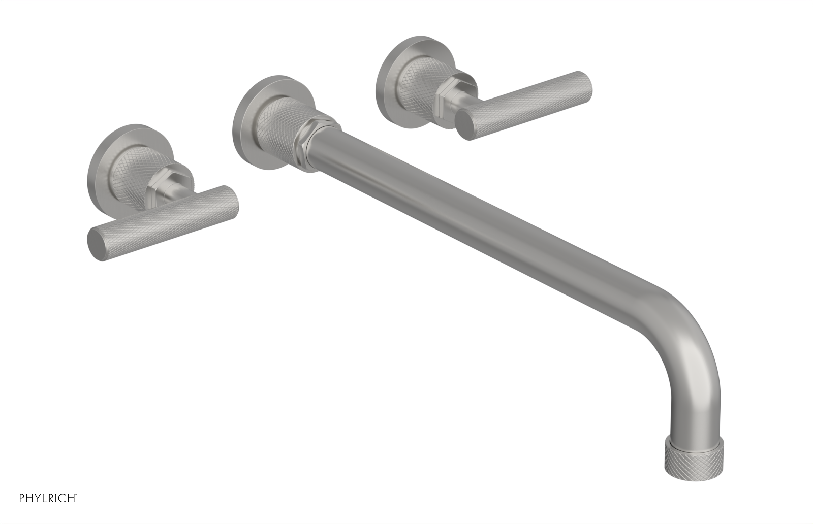 Phylrich Dustrie Knurled 14" Spout Wall Lavatory Set with Lever Handle by Phylrich