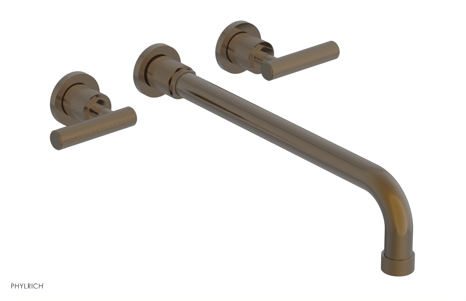 Phylrich Dustrie Knurled 14" Spout Wall Lavatory Set with Lever Handle by Phylrich