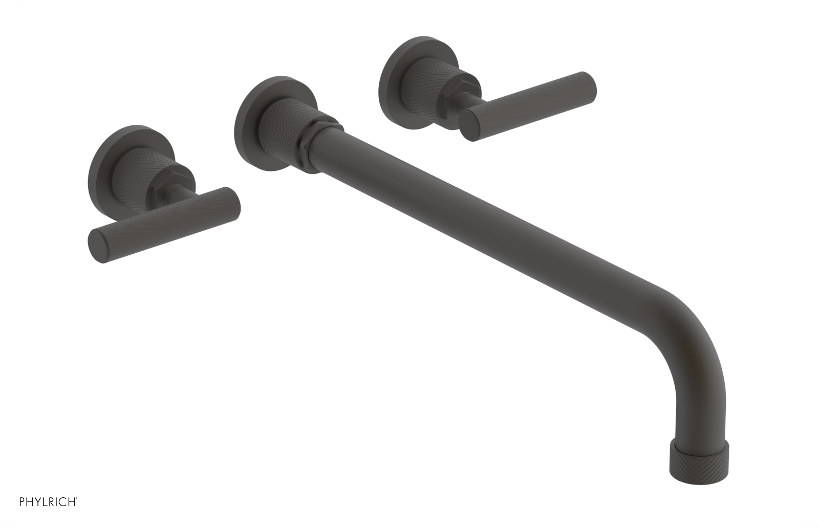 Phylrich Dustrie Knurled 14" Spout Wall Lavatory Set with Lever Handle by Phylrich