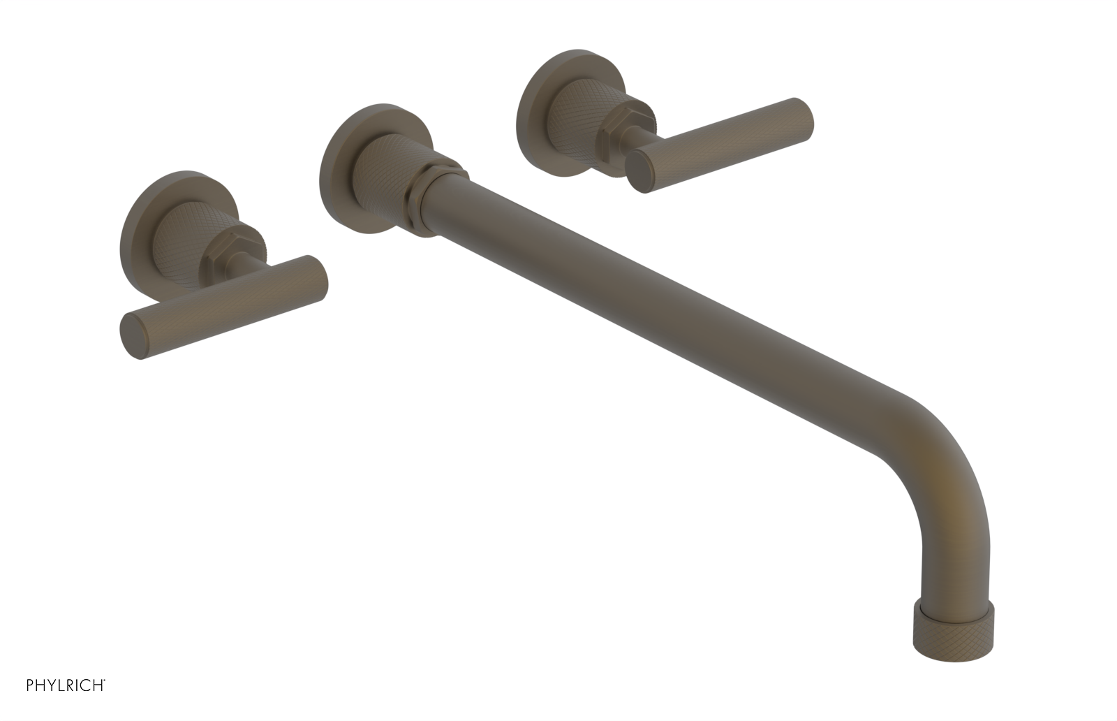 Phylrich Dustrie Knurled 14" Spout Wall Lavatory Set with Lever Handle by Phylrich