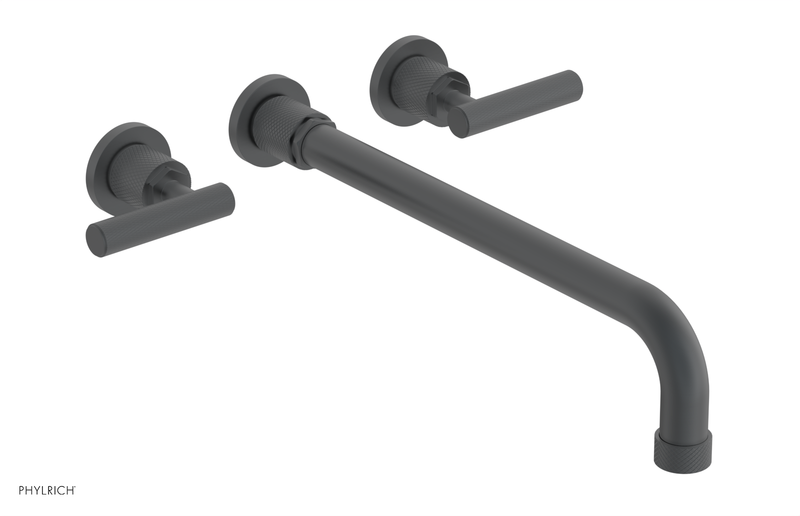 Phylrich Dustrie Knurled 14" Spout Wall Lavatory Set with Lever Handle by Phylrich
