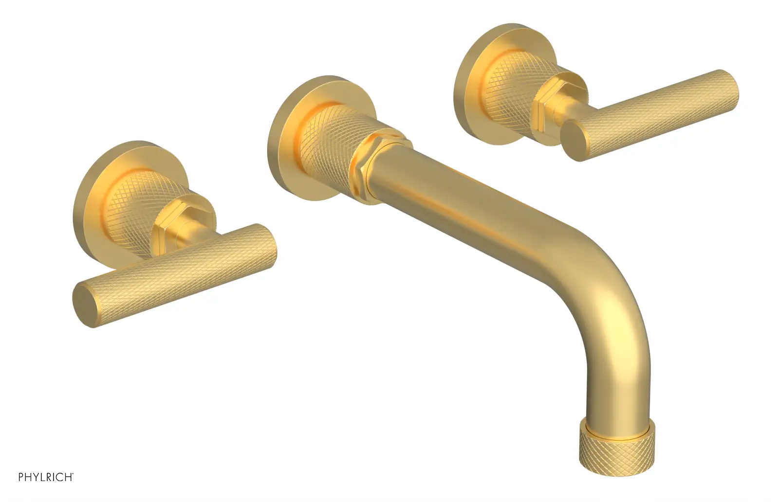 Phylrich Dustrie Knurled 7 5/8" Spout Wall Lavatory Set with Lever Handle by Phylrich