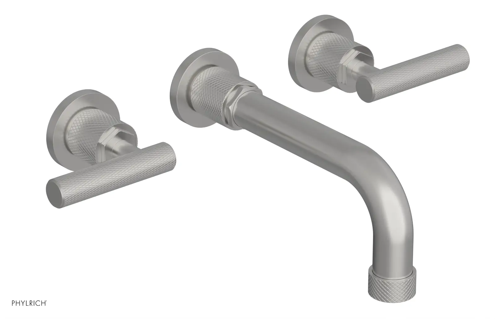 Phylrich Dustrie Knurled 7 5/8" Spout Wall Tub Set with Lever Handles by Phylrich