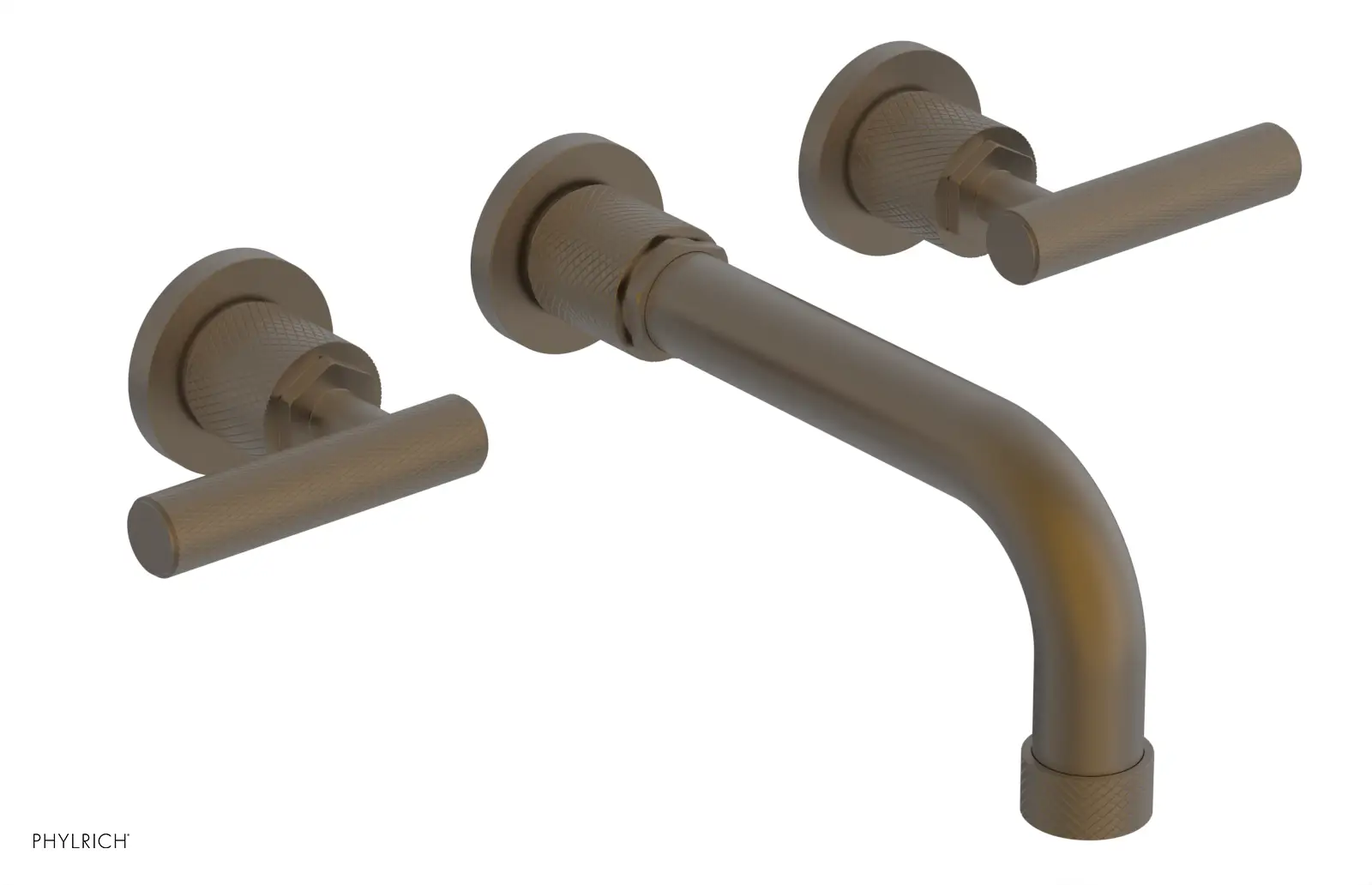 Phylrich Dustrie Knurled 7 5/8" Spout Wall Tub Set with Lever Handles by Phylrich