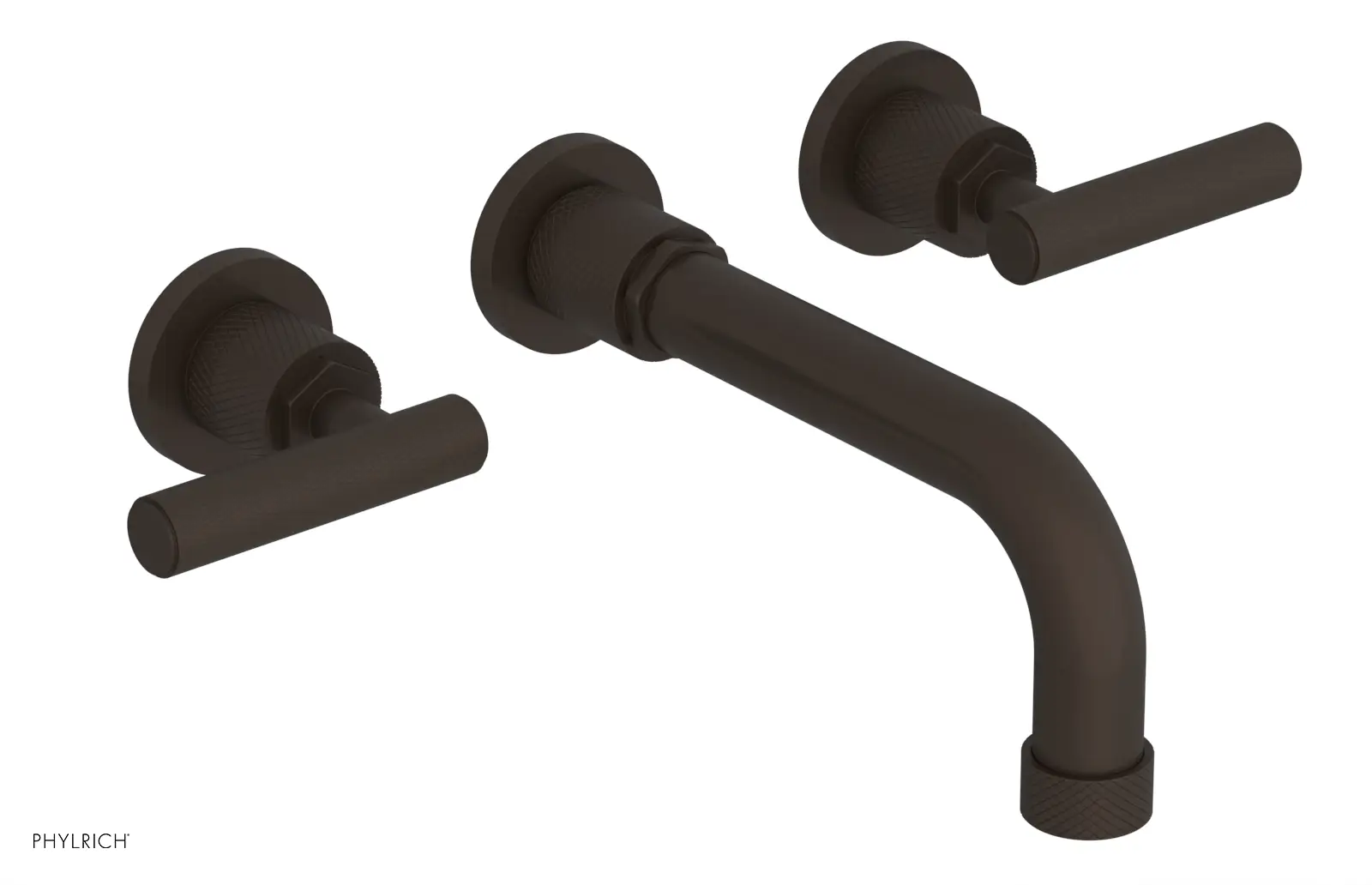 Phylrich Dustrie Knurled 7 5/8" Spout Wall Lavatory Set with Lever Handle by Phylrich