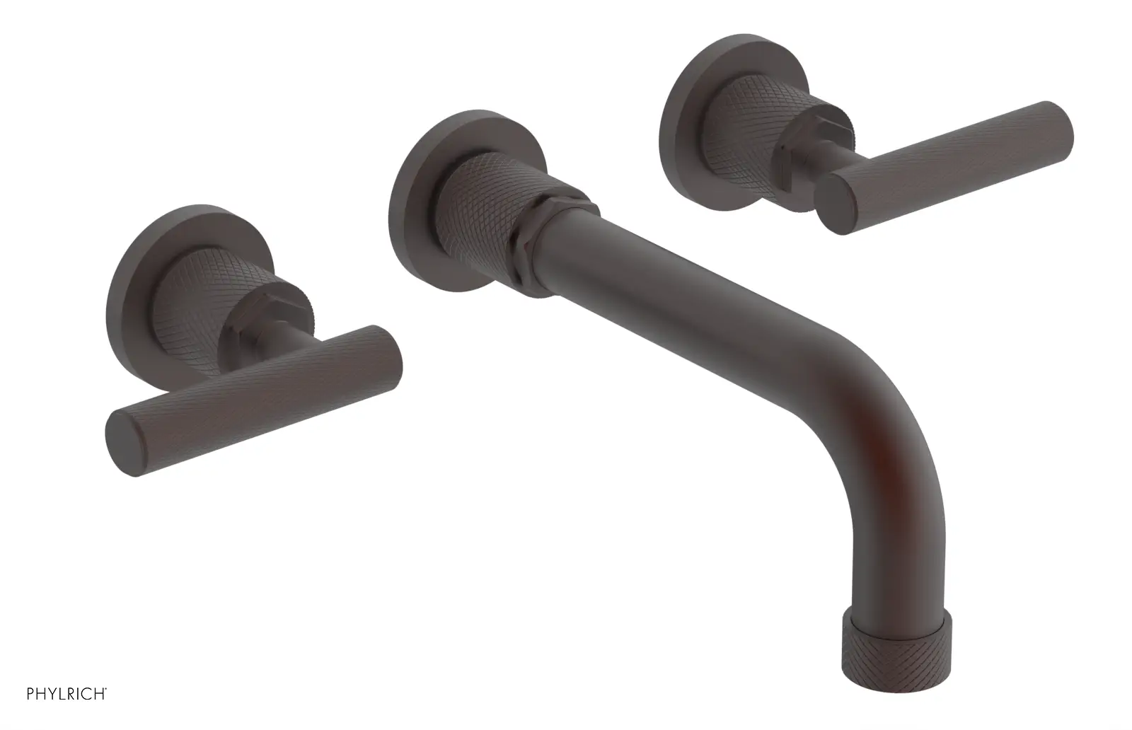 Phylrich Dustrie Knurled 7 5/8" Spout Wall Lavatory Set with Lever Handle by Phylrich